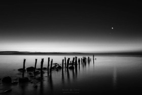 Lake Huron Pilings with Moon and Venus SL10031-2 Lake Huron Pilings with Moon and Venus SL10031-2