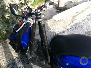 Tripod equipped scooter