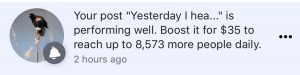Facebook boosting promotion