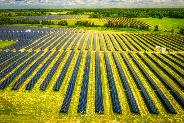 Michigan solar farm electricity plant aerial view