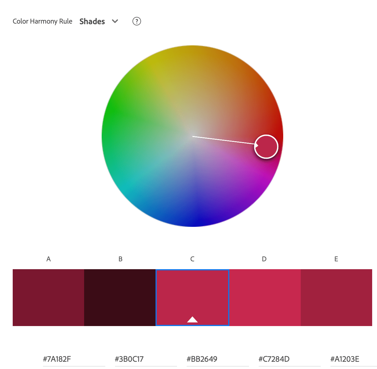 Viva Magenta on a color wheel from Adobe Color