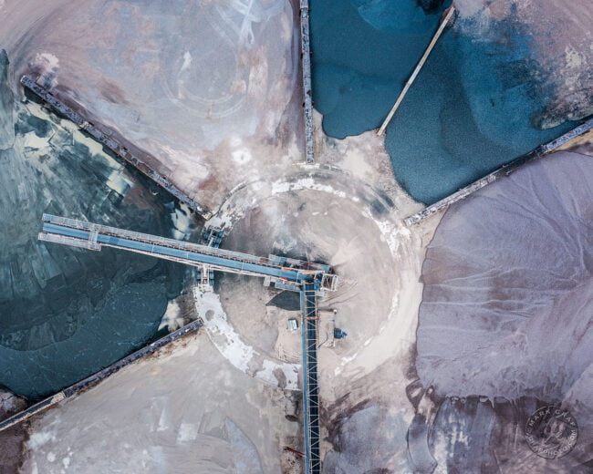 aggregate piles aerial view