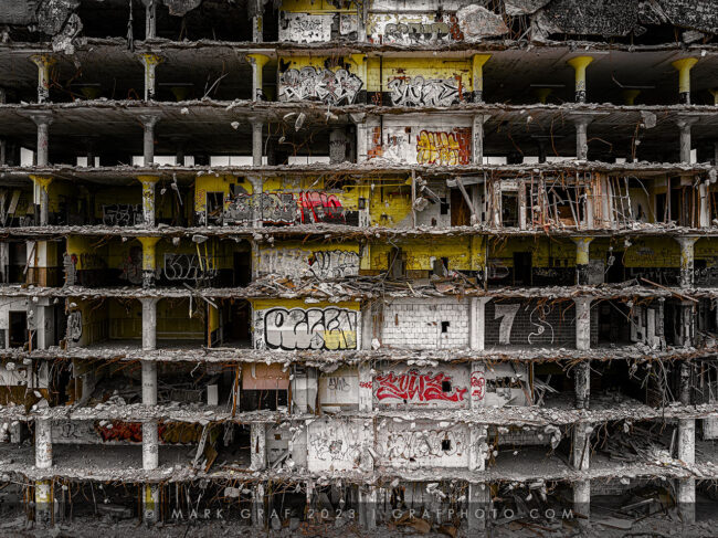 demolition of a building in Detroit
